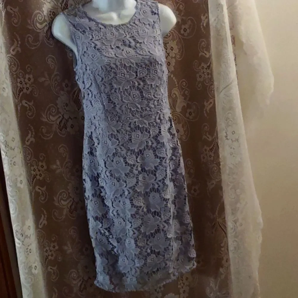 Banana Republic‎ size 0 sleeveless pastel blue lace feminine dress zip back